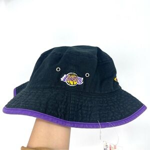 😎🏀 Vintage 90s Y2K Lakers Black & Purple Pro Player Bucket Hat One Size Fits All